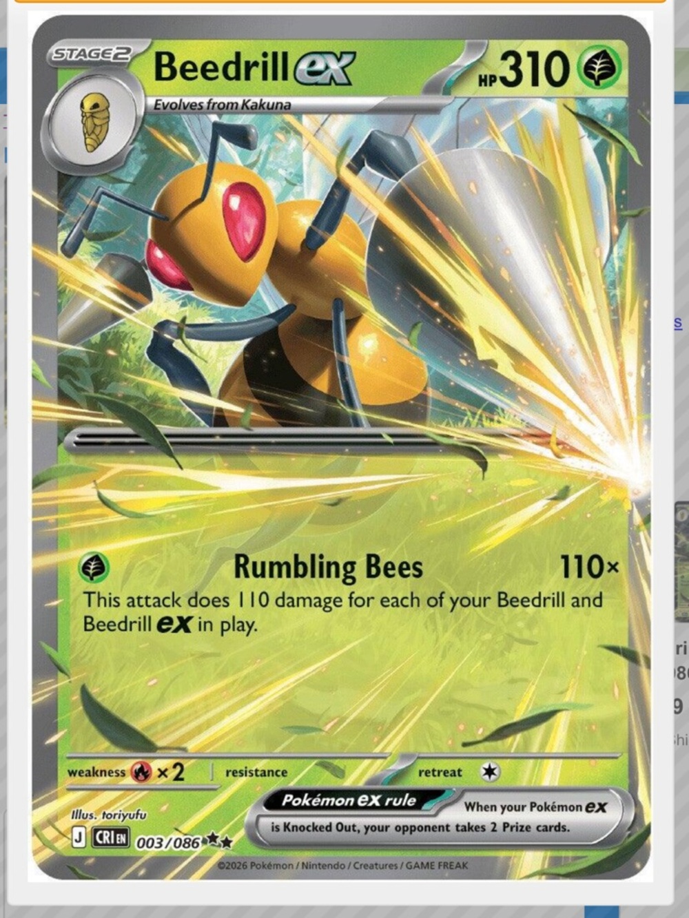 Beedrill Ex #3 Pokemon Chaos Rising